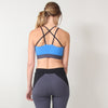 Prancing Leopard Organic cotton yoga sports bra with star shaped straps - back - blue