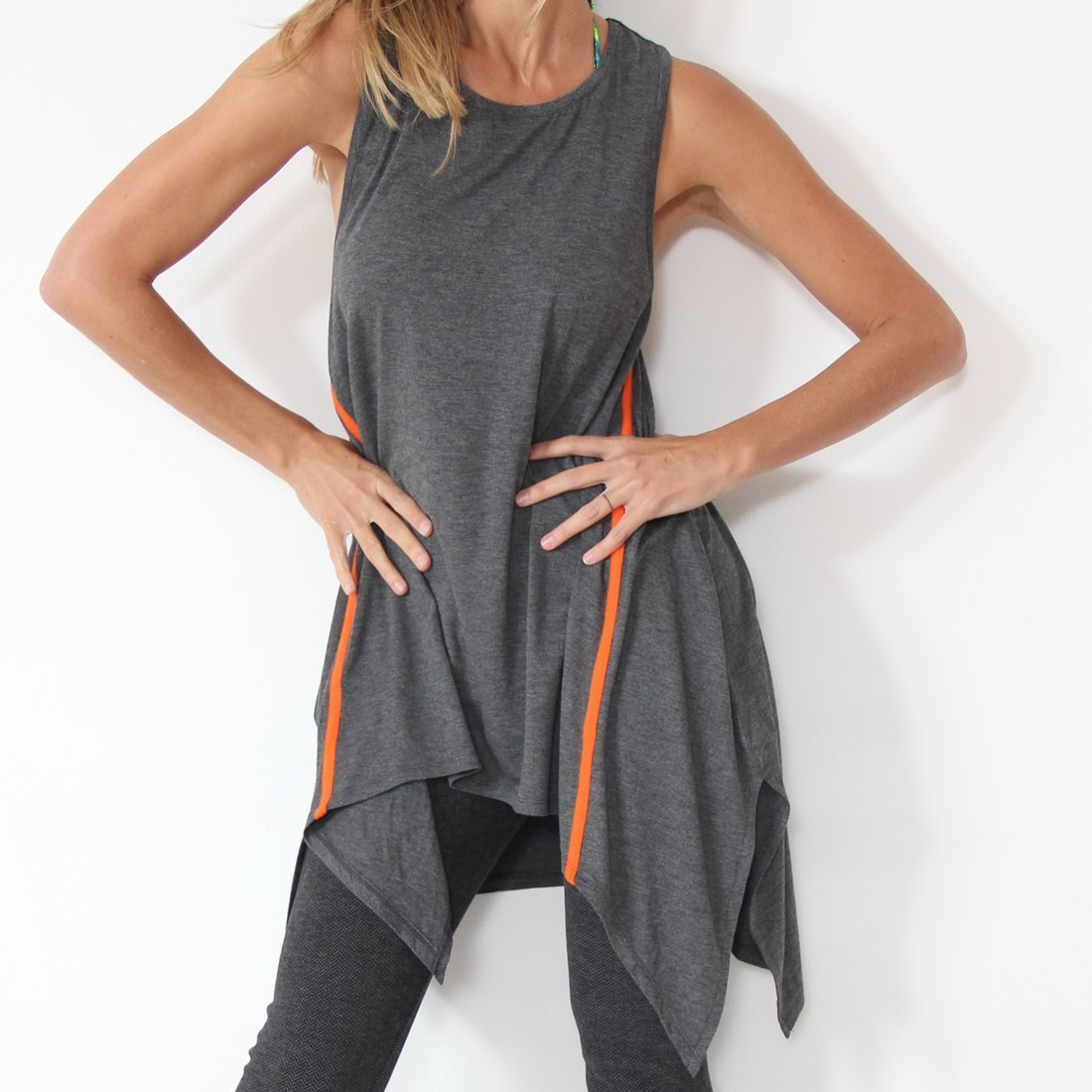 Murliyn Womens Side Tail Tunic Tank-Top, Sleeveless Asymmetrical Shirt - Prancing Leopard Organics Murliyn Womens Side Tail Tunic Tank-Top, Sleeveless Asymmetrical Shirt - Prancing Leopard Organics
