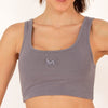 Figuera Organic Cotton Yoga Sports Bra Top in Grey by Prancing Leopard