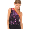 Kahurangi One Shoulder Printed Yoga Top with Star Pattern by Prancing Leopard