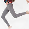 Xingu, Prancing Leopard Organic cotton yoga, workout, Pilates Leggings - Grey with coral - side